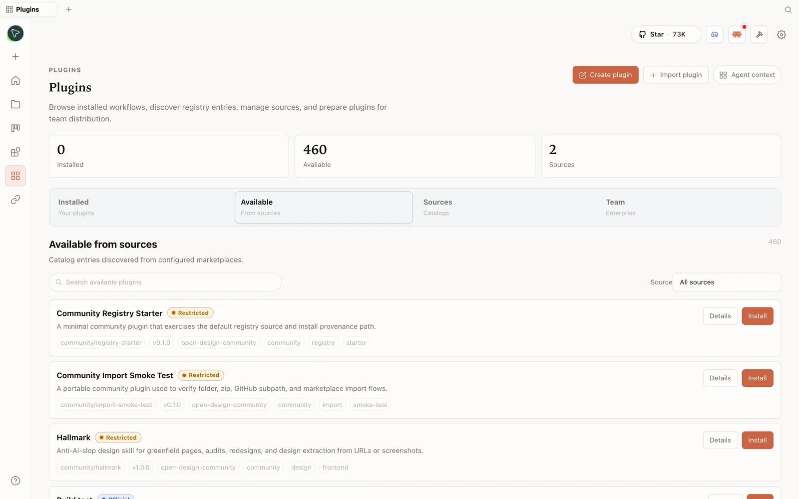 OpenDesign eklenti kütüphanesi, kurulabilir becerilerle.